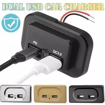 12 В/24 В двойной USB 3,1 автомобильный кемпер розетка для быстрой зарядки розетка для крепления на панели зарядное устройство для телефона лодка караван автобус морской дом на колесах RV чёрный