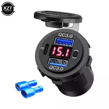 12 В-24 В USB автомобильное зарядное устройство для телефона QC3.0 5 В 3 А USB авто розетка быстрая зарядка PD порт прикуриватель водонепроницаемый 12 В зарядное устройство аксессуары зелёный