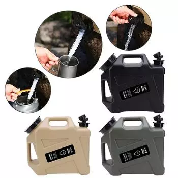 12L Water Storage Jug with Spigot Water Dispenser Carrier Large Capacity Water Storage Tank for Vehicle Car Outdoor Camping чёрный
