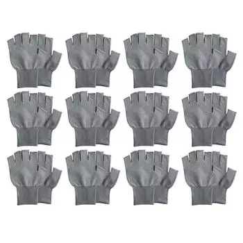 12Pair Fingerless Gloves Soft and Breathable Workout Gloves Outdoor Half Finger Gloves for Women and Men Enduring серый