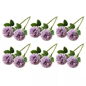 12pcs Artificial Flowers Chrysanthemum Ball Plant Flowers Hydrangea Bridal Bouquet for Garden Party Decorations red