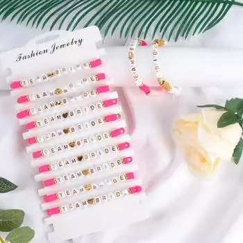 12pcs Bachelorette Party Favor Handmade team bride Beaded Stretch Bracelet Bridesmaid proposal gifts Bridal Shower Wedding Party