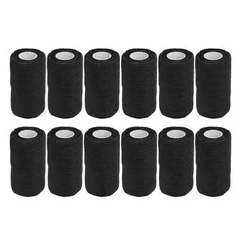 12Pcs Bandage Wrap Natural Latex Elastic Self Adhesive Wrap for Cows Dogs Horses 10cm Green чёрный