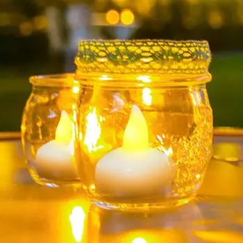 12Pcs LED Floating Candle Light Waterproof Flameless Floating Tealight Smokeless Flickering Prop Lamp Dcor Battery Operated светло-желтый