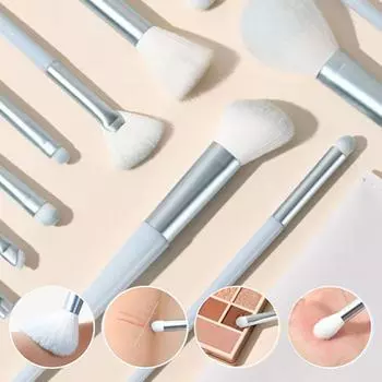 12Pcs Makeup Brushes Set Soft Fluffy For Cosmetics Foundation Blush Eye Shadow Concealer Two Colors Beauty Make Up Tools белый