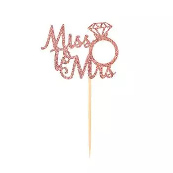12pcs Miss to Mrs Cupcake Toppers Proposal Diamond Ring Cake Topper Wedding Engagement Bachelorette Party Bridal Shower Decor золотистый