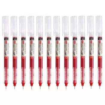 12Pcs/set Black/Red/blue Ink Liquid Rollerball Gel Pen Quick Drying Roller Ball Pens Office