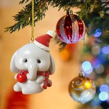 12pcs/set Cartoon Xmas Tree Hanging Oranments Santa Claus Snoweman Elk Christmas Acrylic Pendant Bunny Sheep Xmas Pendant