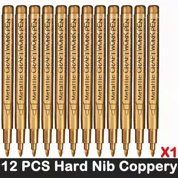 12Pcs/Set Colorful Metallic Marker Pens Single / Double-tip Art Marker For Manga Graffiti Drawing School Stationery Supplies