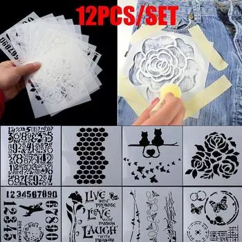 12pcs/set New Stamp Paper Cards Layering Stencils Scrapbooking Embossing Template Walls Painting