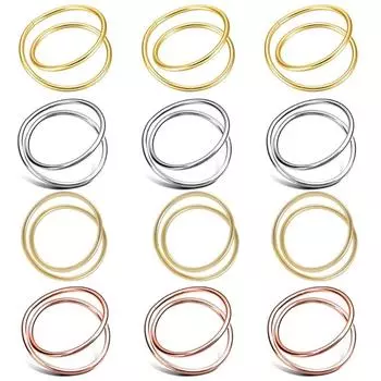 12Pcs Simple Double Circles Napkin Buckles Elegant Napkin Holder Home Dinner Table Decoration for Christmas Party
