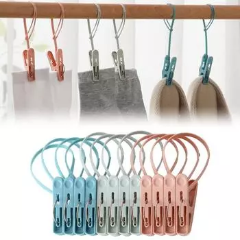 12pcs Windproof Clothespins Plastic Laundry Clip Portable Bra Socks Hanger Hook Quilt Clothing Clip Hanging Rope Clothes Peg 12pcs