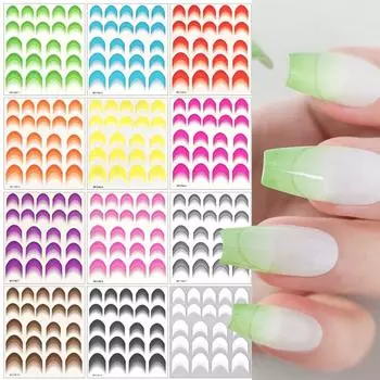 12Sheet 3D Adhesive French Tips Nail Art Stickers Decals Nails Stickers French Lines Nails Art Designs Nail Art Decals