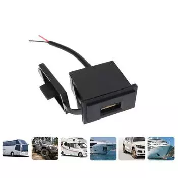 12V/24V Single USB Car Charger Socket 5V 2.4A Power Adapter Switch Square Shape Waterproof for Motorcycle Truck RV Boat