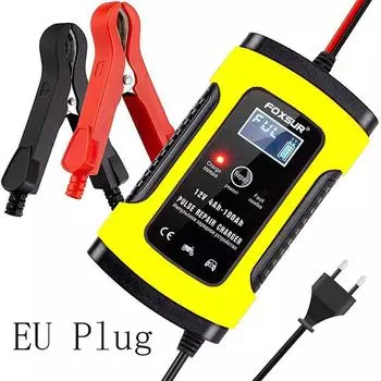12V 5A Автомобильное зарядное устройство Foxsur Функция ремонта Зарядное устройство для свинцово-кислотных аккумуляторов жёлтый