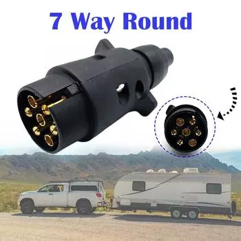 12V 7 Way Round Standard European Car Plug Connector 7 Plastic Pin Plugs Socket Towing Connectors Adapter K0T4 чёрный