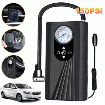 12V Electric Air Compressor Rechargeable LCD Display Car Tyre Inflator with Digital Pressure Gauge Air Pump for Car Motorcycle