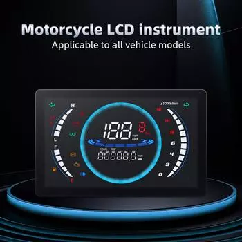12V Universal Large LCD Dashboard Motorcycle Speedometer Tachometer Motobike RPM Fuel Board With Sensor 199km/h Total Mileage