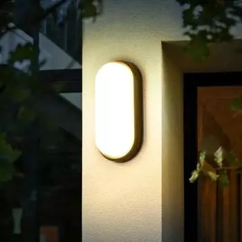12W 15W Modern LED Wall Lamp Moistureproof Front Porch Aisle Ceiling Light Surface Mounted Oval for Outdoor Garden Lighting 12W&Cold White чёрный
