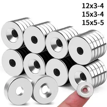 12x3 15x3 15x5 Отверстие 4 мм Маленький потайной круглый неодимовый магнит NdFeB Мощный редкоземельный постоянный магнит на холодильник с винтом M4 10Pcs