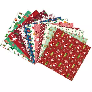 12x Christmas Wrapping Paper Single Sided Pattern Journal Craft Scrapbook