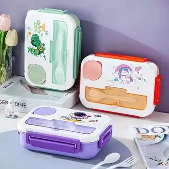 1300 мл мультфильм отделение Bento Box студенческий детский фруктовый овощной ланч-бокс микроволновый нагреваемый герметичный термоконтейнер для еды 4&1300ml&1