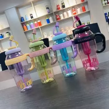 1300Ml Portable Reusable Straw Water Cup Summer Plastic Cup Milky Tea Cup Outdoor Travel Coffee Cup Camping Hiking Kettle