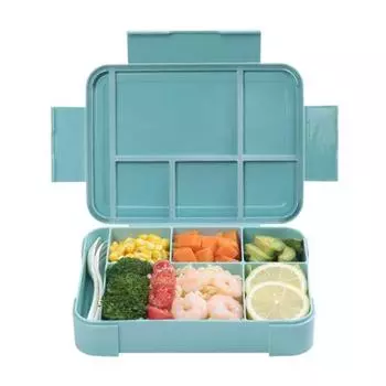 1330 мл детский ланч-бокс Bento с 6 отделениями для столовых приборов, герметичный ланч-бокс для закусок светло-зеленый