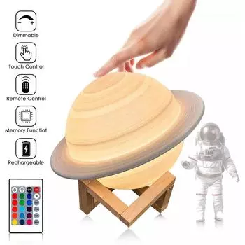 13/16/22 см 3D печать Saturn ночник 16 цветов пульт дистанционного управления сенсорный ночники украшение спальни лунный свет детские подарки 13cm
