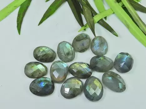 13 шт 12X17MM натуральный лабрадорит шахматной огранки овальный кабошон россыпью драгоценный камень LM-1182