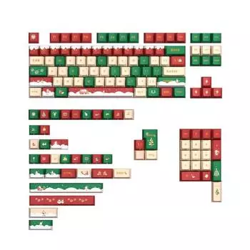 142-Key Keycaps Set Christmas Theme Ergonomic Keycap for Mechanical Keyboards for 104 87 61 ANSI Standard Layout