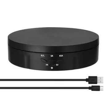 145mm Electric Rotating Display Stand Mirror 360 Degree Turntable Jewelry Holder Battery for Photography Video Shooting Props чёрный