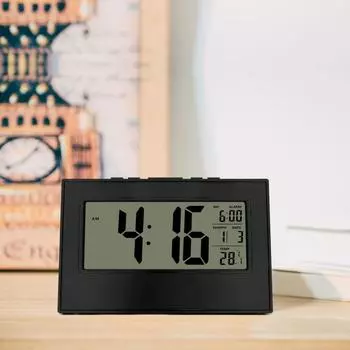 14*9*1,6 см цифровой будильник на батарейках с дисплеем температуры и даты, повтор сигнала, настольные часы 12/24 ч /, настенные ЖК-часы белый