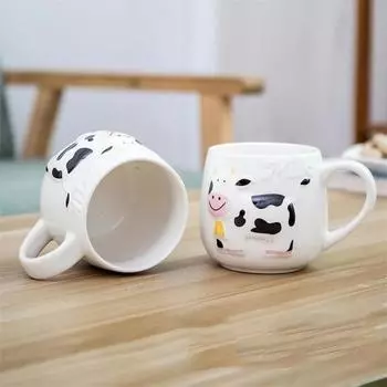 14 унций креативная рельефная корова керамическая кружка милые животные кофейные чашки сока молока чайная чашка бутылка 3D кружка с животными чашки для завтрака детский подарок 414ml(14oz)