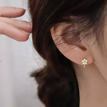 14K Цветочные серьги-кольца для женщин Серебряные серьги Hikaw Золотые не темнеющие гипоаллергенные серьги