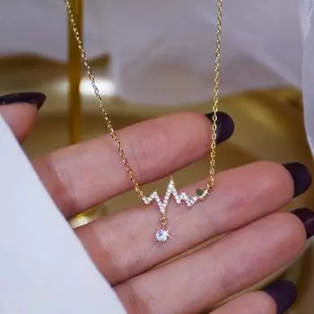 14k настоящее золото мода сигнал колебания формы ожерелье микро инкрустация женское колье колье ювелирные изделия кулон колье Dz931