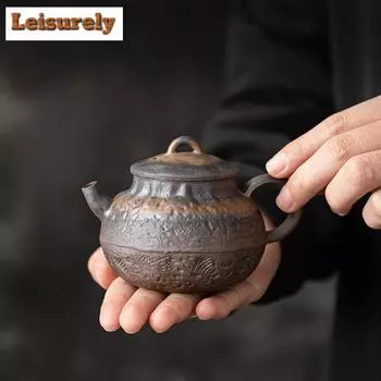 150 мл старинный ранний обожженный чайник ретро позолоченный железный глазурованный колокольчик чайник чайник кунг-фу чайные принадлежности аксессуары украшения подарок
