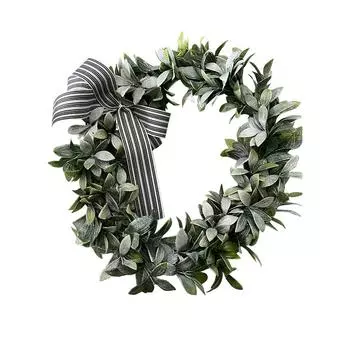 15 Inch Spring Front Door Wreath Lamb’s Ear Artificial Wreath Hanging Garlands Wall Hanging Lamb’s Ear Wreath Home Party Decor зелёный