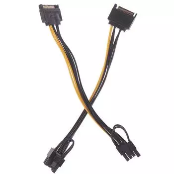 15-контактный Sata-кабель «папа» на 8-контактный(6 + 2) Кабель питания Pci-E 20 см для графической карты