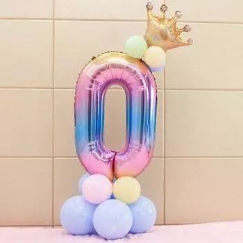 15 шт./компл. DIY 0-9 воздушные шары с цифрами, Корона, номер, фольгированный шар, воздушный шар с цифрами, украшение для дня рождения Number 0 разноцветный