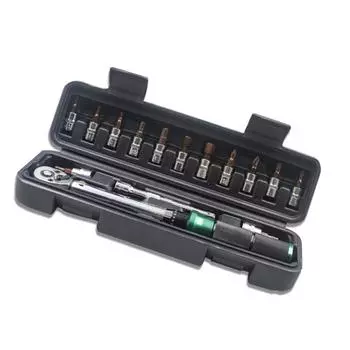 15pcs Bike Torque Wrench 1/4inch Quick Release Back Push Type Torque Wrench 2-24Nm Extension Bar for Road Bicycle Repair Tools