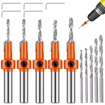 15Pcs Countersink Steel Tapered Drill Bits Set Fast Precise Punching Drilling Bits Tools Woodworking Cutter Screw Hole Drill оранжевый