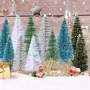 15Pcs Mini Christmas Tree Ornament Small Artificial Pine Snow Landscape Xmas Trees Christmas Supplies Tabletop Decorations Other