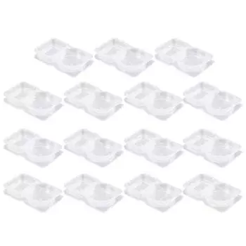 15Pcs with Hinged Lids Sauce Cup Containers Sealed and Leak-proof Portable Sauce Box Square two-grid-130ml-15pcs