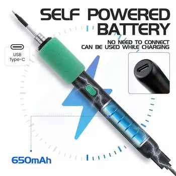 15W 5V Radio Soldering Iron Kit DIY soldering tool pen handy soldering repair tool set for home and outdoors Fast Rechargeable 15W&With Welding Tips зелёный