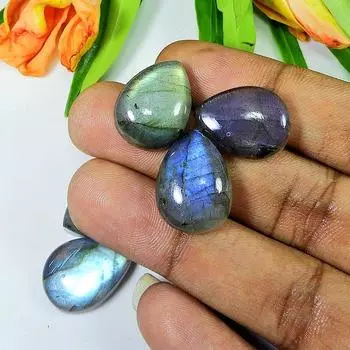 15X20MM Радужный огненный лабрадорит грушевидный кабошон драгоценный камень россыпью 7 шт. лот 106 карат LM-1153