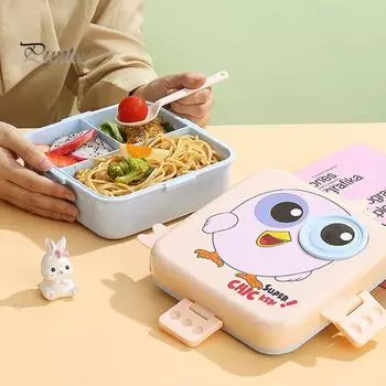 1600 мл ланч-бокс Bento с 3-секционным герметичным контейнером для ланча с изображением героев мультфильмов и стаканчиком для соуса, портативный ланч-бокс без содержания бисфенола А для детей школьного возраста 3-12 лет 1600ML зелёный