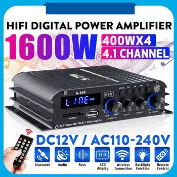 1600 Вт 4.1-канальный Bluetooth стерео Hifi автомобильный домашний кинотеатр усилители DC12V звук аудио усилитель автомобильный звук динамик цифровые усилители