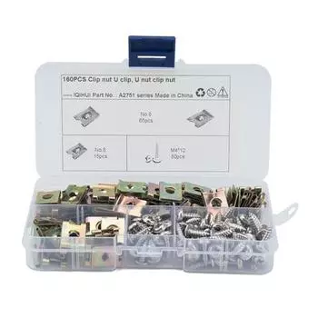 160 Pcs Car Fasteners Boxed Auto Captive Nut Clip For Motorcycles Automobiles
