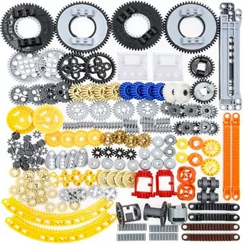 162 детали Technic, шестерни, оси и штыревые соединители Habow совместимы с LEGO Technic и включают в себя коробки передач, кулачки Technic, дифференциалы и